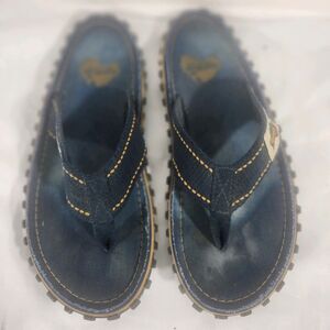 Gumbles Unisex Islander Flip Flop Sandals Blue Denim Flat Slip On Beach M 7